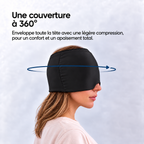 Bonnet Kura porté de profil, couverture de la tête à 360° avec une légère compression, pour un confort et un apaisement total